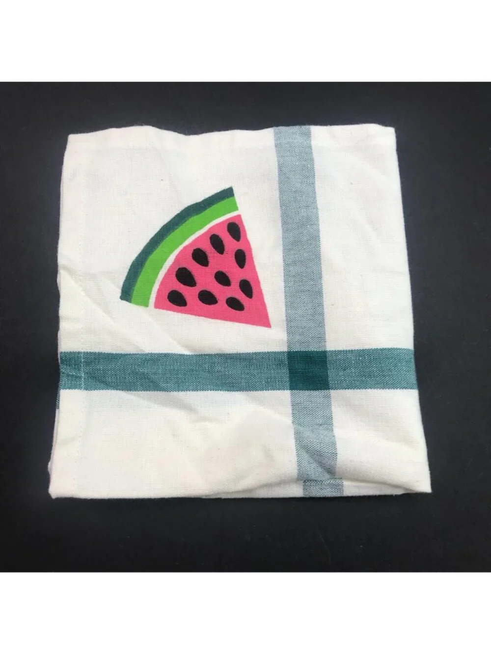 Watermelon Slice Summer Green Plaid Napkins Table Decoration Set Of 8